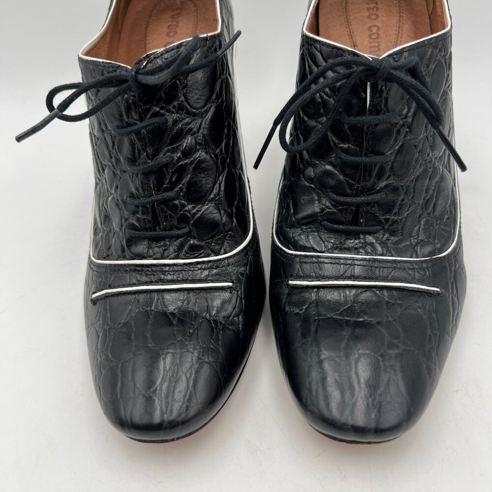 Corso Como Black Alligator Print Lace-up Oxford Heels Size 8.5 - Picture 2 of 10